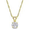Created Forever 1ct Tw Lab-grown Diamond Solitaire Pendant With Chain In 14k Yellow Gold - 18 In (ig In Yellow