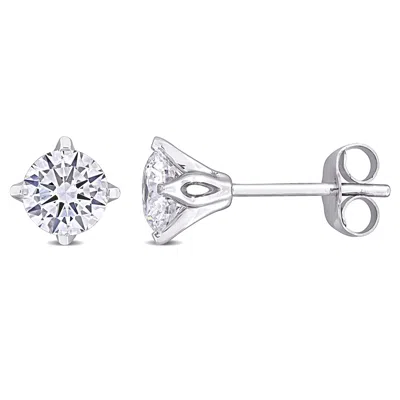 Created Forever 1ct Tw Lab-grown Diamond Solitaire Stud Earrings In 14k White Gold In Silver