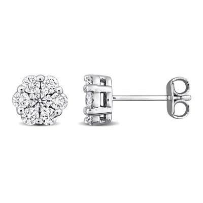 Created Forever 1ct Tw Lab-grown Diamond Floral Cluster Stud Earrings In Sterling Silver In ["white"]