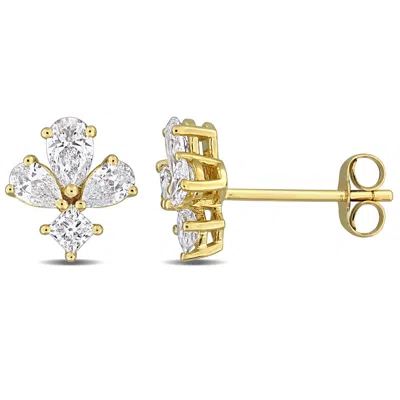 Created Forever 1ct Tw Lab-grown Diamond Floral Stud Earrings In 14k Yellow Gold In ["yellow"]