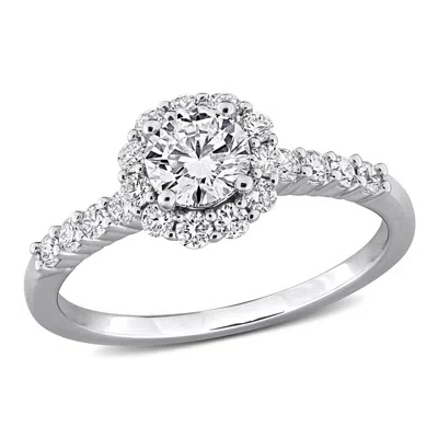Created Forever 1ct Tw Lab-grown Diamond Halo Engagement Ring In Sterling Silver In Metallic