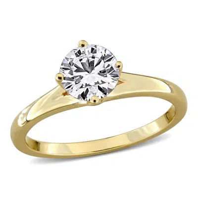 Created Forever 1ct Tw Lab-grown Diamond Solitaire Engagement Ring In Yellow Plated Sterling Silver In ["yellow"]