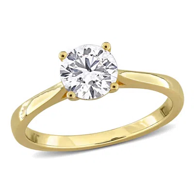 Created Forever 1ct Tw Lab-grown Diamond Solitaire Engagement Ring With Side Accents In Yellow Plate In ["yellow"]