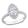 Created Forever 1ct Tw Marquise Lab-grown Diamond Halo Engagement Ring In 14k White Gold In White