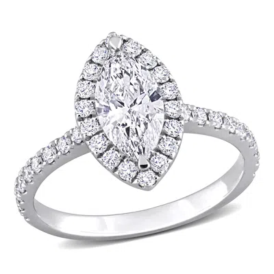 Created Forever 1ct Tw Marquise Lab-grown Diamond Halo Engagement Ring In 14k White Gold In Silver