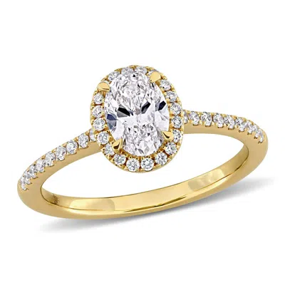 Created Forever 1ct Tw Oval And Round-cut Lab-grown Diamond Halo Engagement Ring In 14k Yellow Gold
