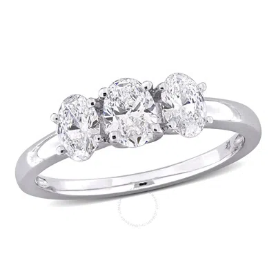 Created Forever 1ct Tw Oval Lab-grown Diamond 3-stone Engagement Ring In 14k White Gold