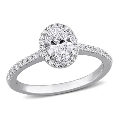Created Forever 1ct Tw Oval Lab-grown Diamond Halo Engagement Ring In 14k White Gold
