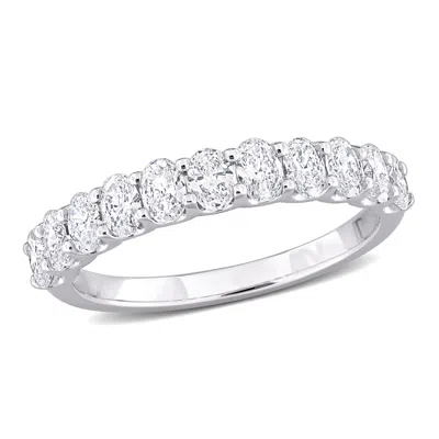 Created Forever 1ct Tw Oval Lab-grown Diamond Semi-eternity Anniversary Band In 14k White Gold In Silver