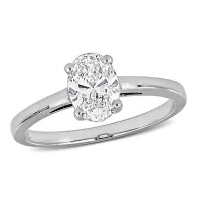 Created Forever 1ct Tw Oval-cut Lab Grown Diamond Solitaire Engagement Ring In 14k White Gold In ["white"]