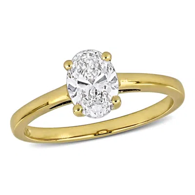 Created Forever 1ct Tw Oval-cut Lab Grown Diamond Solitaire Engagement Ring In 14k Yellow Gold In ["yellow"]