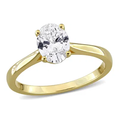 Created Forever 1ct Tw Oval-cut Lab-grown Diamond Solitaire Engagement Ring With Side Accents In Yel In Gold