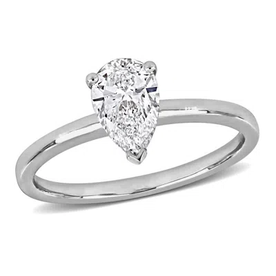 Created Forever 1ct Tw Pear-shaped Lab Grown Diamond Engagement Ring In 14k White Gold