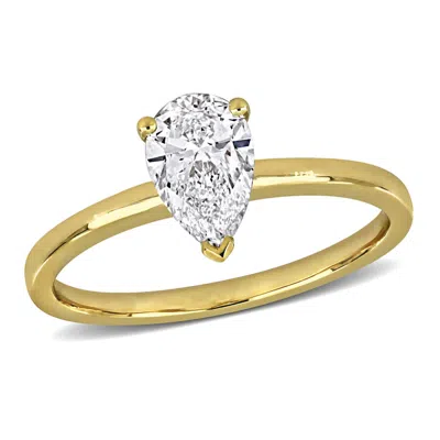 Created Forever 1ct Tw Pear-shaped Lab Grown Diamond Engagement Ring In 14k Yellow Gold