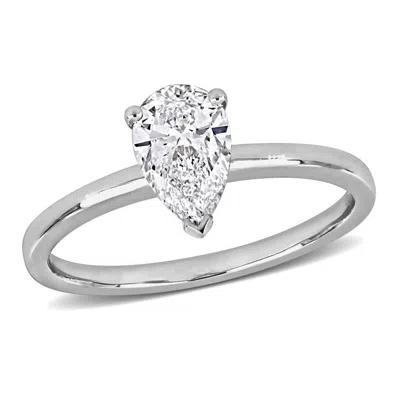 Created Forever 1ct Tw Pear-shaped Lab Grown Diamond Engagement Ring In 14k White Gold In ["white"]