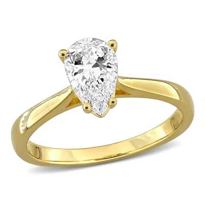 Created Forever 1ct Tw Pear-shaped Lab-grown Diamond Solitaire Engagement Ring With Side Accents In  In Gold