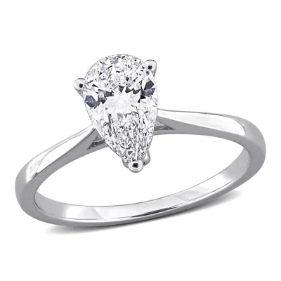 Created Forever Pear Cut Lab Grown Diamond Solitaire Ring In Metallic