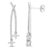 Created Forever 1ct Tw Princess And Round-cut Lab-grown Diamond Double Strand Earrings In 14k White Gold In Silver
