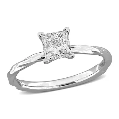 Created Forever 1ct Tw Princess Cut Lab-grown Diamond Solitaire Engagement Ring In 18k White Gold In Brown