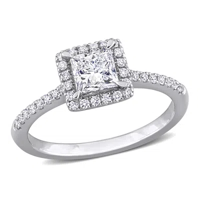 Created Forever 1ct Tw Princess Lab-grown Diamond Halo Engagement Ring In 14k White Gold