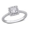 Created Forever 1ct Tw Princess Lab-grown Diamond Halo Engagement Ring In 14k White Gold In Silver