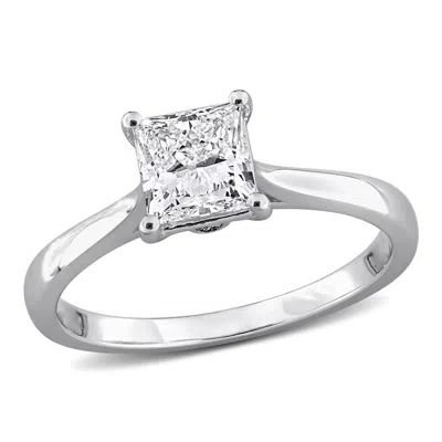 Created Forever 1ct Tw Princess-cut Lab-grown Diamond Solitaire Engagement Ring With Side Accents In In ["white"]