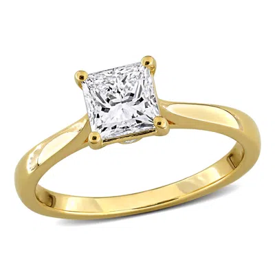 Created Forever 1ct Tw Princess-cut Lab-grown Diamond Solitaire Engagement Ring With Side Accents In In ["yellow"]