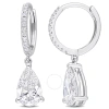 Created Forever 2 1/10 Ct Tw Pear & Round Lab Created Diamond Huggie Charm Earrings In 14k White Gol In White
