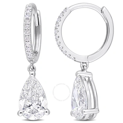 Created Forever 2 1/10 Ct Tw Pear & Round Lab Created Diamond Huggie Charm Earrings In 14k White Gol