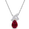 Created Forever 2 1/2ct Tgw Created Ruby And 3/5ct Tw Lab-grown Diamond Pendant With Chain In 18k Wh In Two Tone