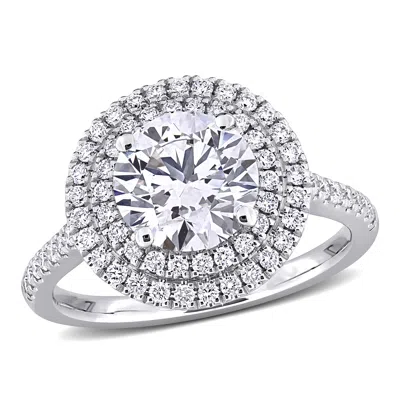 Created Forever 2 1/2ct Tw Lab-grown Diamond Double Halo Engagement Ring In 14k White Gold In Silver