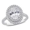 Created Forever 1 1/2ct Tw Oval Lab-grown Diamond Double Halo Engagement Ring In 14k White Gold In White