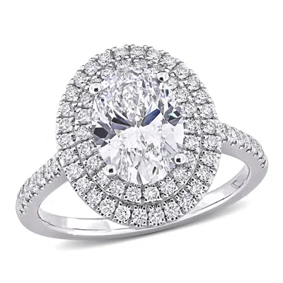 Created Forever 2 1/2ct Tw Oval Lab-grown Diamond Double Halo Engagement Ring In 14k White Gold