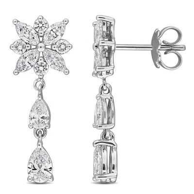 Created Forever 2 1/3ct Tw Multi-shaped Lab-grown Diamond Floral Drop Stud Earrings In 14k White Gol In ["white"]