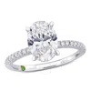 CREATED FOREVER CREATED FOREVER 2 1/6CT TDW OVAL LAB-CREATED DIAMOND AND TSAVORITE ACCENT ENGAGEMENT RING IN 14K WHI