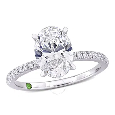 Created Forever 2 1/6ct Tw Oval And Round-cut Lab-grown Diamond Solitaire Engagement Ring In 14k Whi In White
