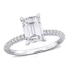 Created Forever 2 1/6ct Tw Emerald Lab-grown Diamond Solitaire Engagement Ring In 14k White Gold In White