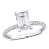 Created Forever 2 1/6ct Tw Emerald Lab-grown Diamond Solitaire Engagement Ring In 14k White Gold In White