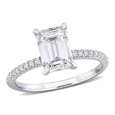 Created Forever 2 1/6ct Tw Emerald Lab-grown Diamond Solitaire Engagement Ring In 14k White Gold