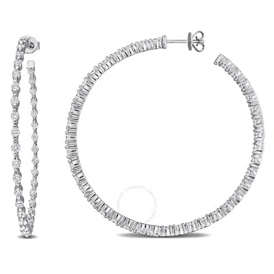 Created Forever 2 3/4ct Tdw Lab-created Diamond Inside Out Hoop Earrings In 14k White Gold In Metallic