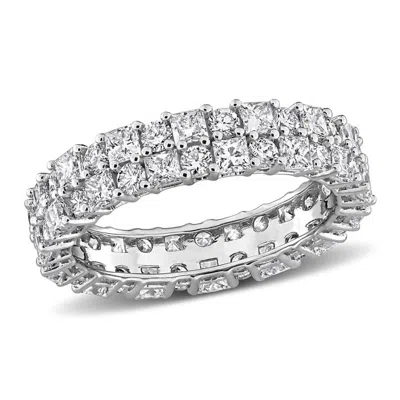 Created Forever 2 3/5ct Tw Round And Princess Cut Double-row Lab-grown Diamond Eternity Ring In 14k  In White