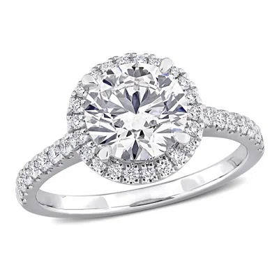 Created Forever 2 3/8ct Tw Lab-grown Diamond Halo Engagement Ring In 14k White Gold In Silver