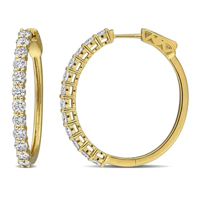 Created Forever 2 3/8ct Tw Lab-grown Diamond Hoop Earrings In 10k Yellow Gold In ["yellow"]