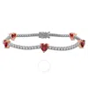 Created Forever 2 7/8ct Tgw Heart-shape Created Ruby And 1 5/8ct Tw Lab-grown Diamond Tennis Bracele In Metallic
