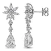 Created Forever 2 7/8ct Tw Lab-grown Diamond Flower Drop Earrings In 14k White Gold In White