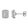 Created Forever 2 Ct Emerald And Round Lab Grown Diamonds Tw Fashion Post Earrings Silver In Metallic