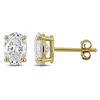 Created Forever 2 Ct Oval Lab Grown Diamond Tw Stud Earrings 14k Yellow Gold In Gold