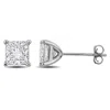 Created Forever 2 Ct Princess Lab Grown Diamond Tw Stud Earrings 14k White Gold In Metallic