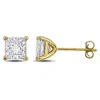 Created Forever 2 Ct Princess Lab Grown Diamond Tw Stud Earrings 14k Yellow Gold In Gold