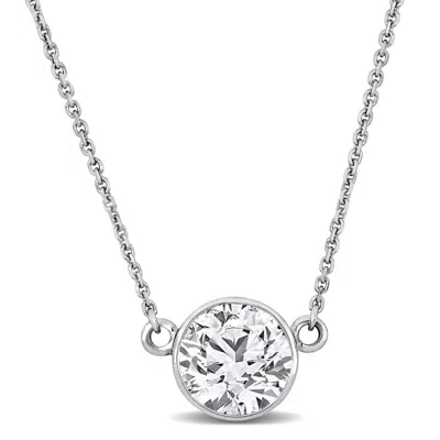 Created Forever 2 Ct Tw Lab-grown Diamond Solitaire Bezel Set Necklace In 14k White Gold